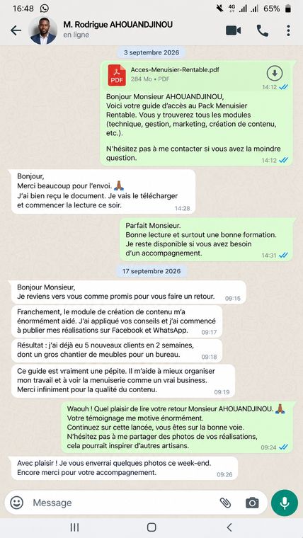Témoignage WhatsApp client 3
