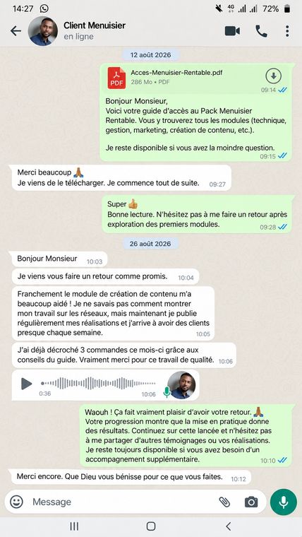 Témoignage WhatsApp client 4